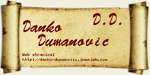 Danko Dumanović vizit kartica